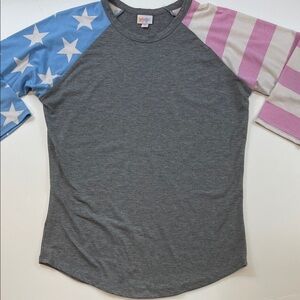 LuLaRoe Randy Baseball Tee Stars & Stripes Patriotic Top Sz M